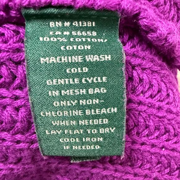 Lauren Ralph Lauren Oversized Cable Knit V-neck Sweater Purple Size Small - Picture 10 of 14